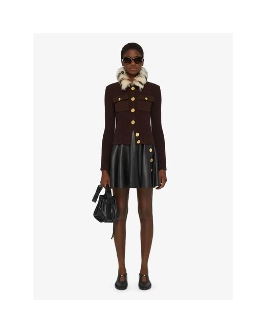 Givenchy Truien & Vesten ,Bruin ,Wol Luxe Wol Kasjmier Vest Met Bont in het Black