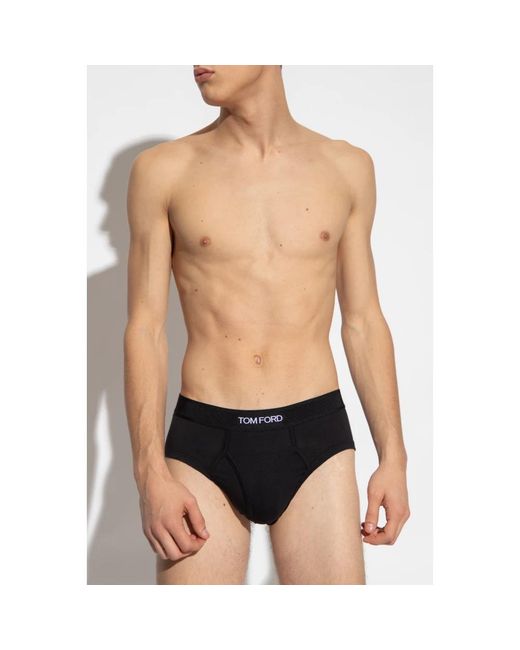 Tom Ford Ondergoed ,Zwart ,Katoen Branded Briefs Two-Pack in het Black voor heren