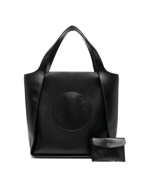 Stella McCartney Black Schwarze logo-tote-tasche