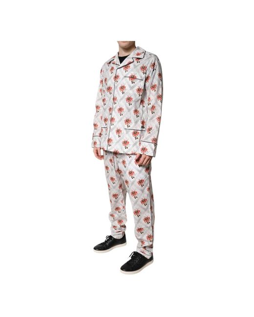 Dolce & Gabbana Baumwoll-Pyjama-Set Mit Floralem Print in Multicolor für Herren