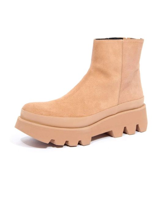 Paloma Barceló Natural Wildleder Stiefeletten Mit Seitlichem Reißverschluss
