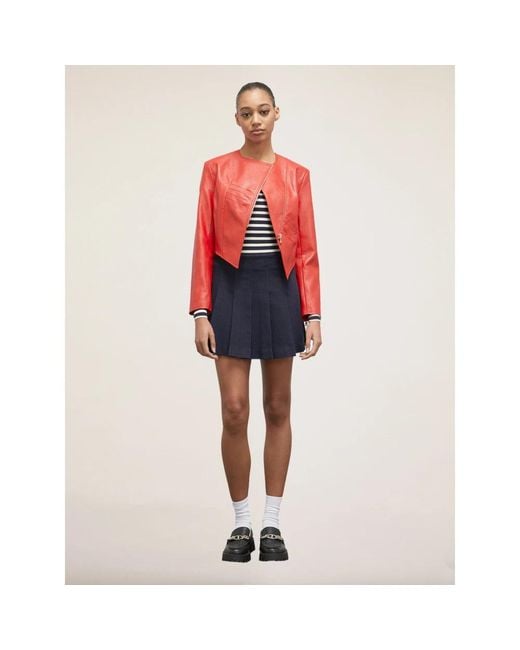 mötivi Red Faux leather slim-fit blouson jacket