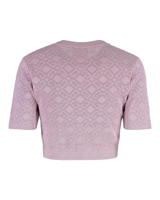 Givenchy Truien & Vesten ,Roze ,Polyester Geribbelde Jacquard Gebreide Cropped Top in het Purple