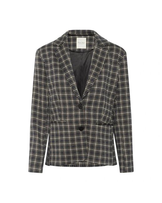 Part Two Jassen ,Veelkleurig ,Donker Check Blazer Jas in het Gray