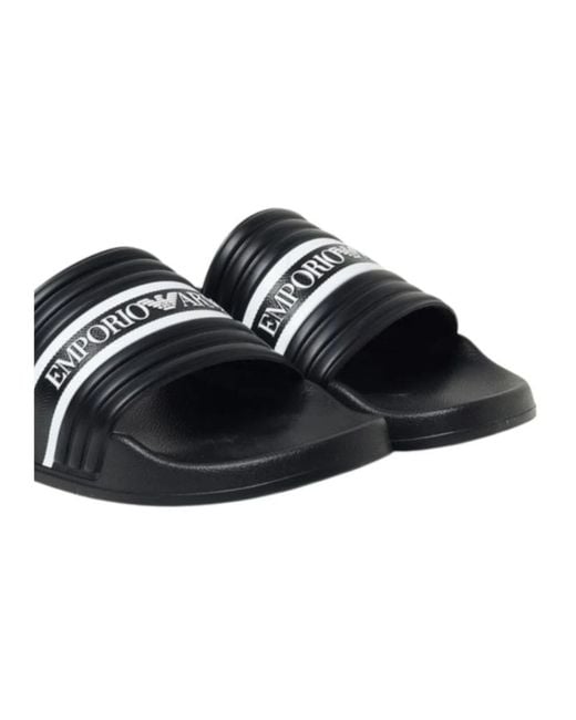 Emporio Armani Black Sliders for men