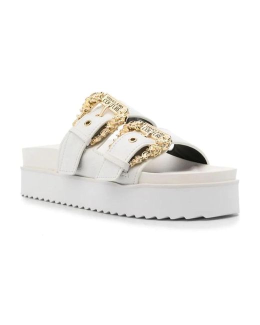 Versace Jeans Couture White Sliders