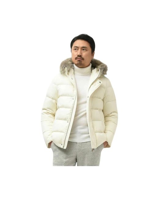 Herno Jassen ,Wit ,Quilted Down Jacket in het Metallic voor heren