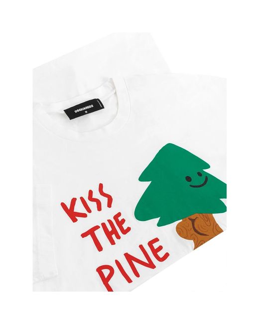 DSquared² Weiße baumwoll kiss the pine t-shirt in White für Herren