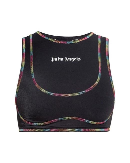 Palm Angels Black Sleeveless Tops