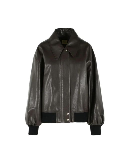Khaite Jassen ,Bruin ,Leer Shelman Jacket in het Black