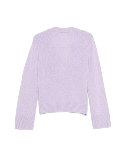 Lisa Yang Purple Kaschmir-Lila Cardigan Mit Taschen