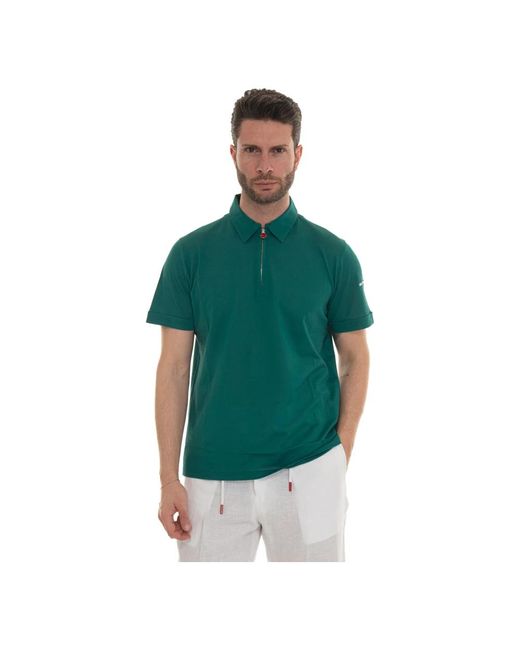 Kiton Polo-shirt mit halbem reißverschluss in Green für Herren
