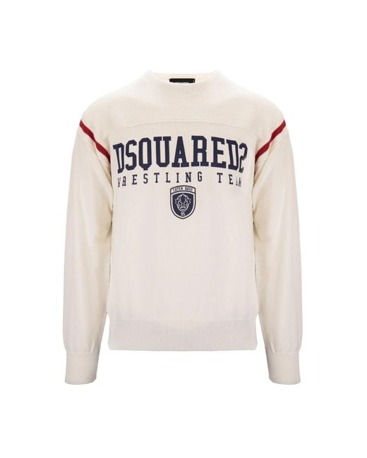 DSquared² White Round-Neck Knitwear for men