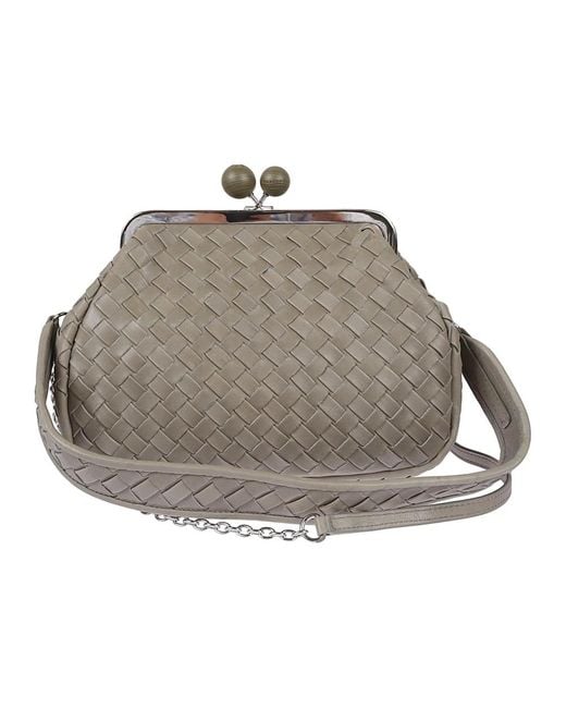 Weekend by Maxmara Gevlochten Leren Clutch Tas Hazelnoot in het Gray
