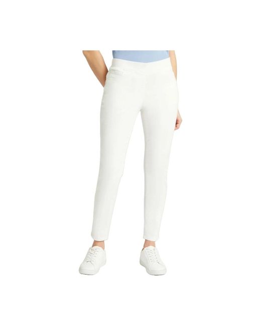 Slim cropped trousers en milk Elena Miro de color White