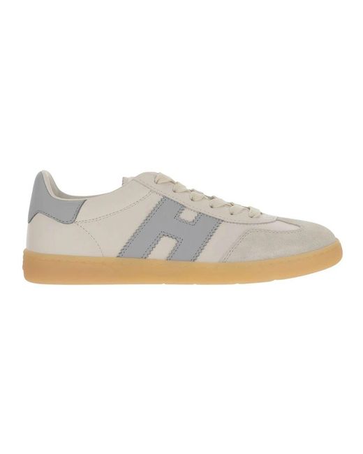 Hogan Gray Leder sneakers mit wildleder einsätzen