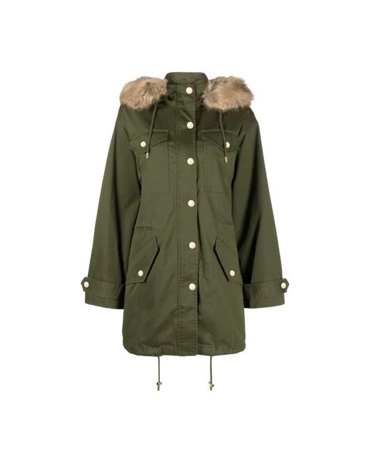 Michael Kors Jassen ,Groen ,Katoen Afneembare Faux Fur Jas in het Green
