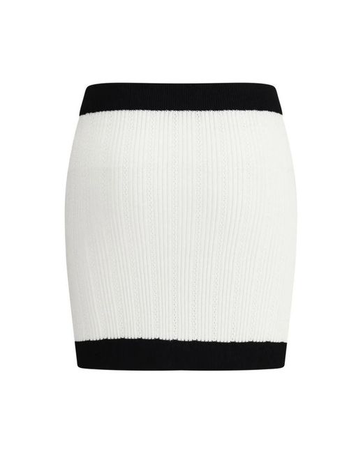 Balmain Geribbelde Gebreide Mini Rok in het Black