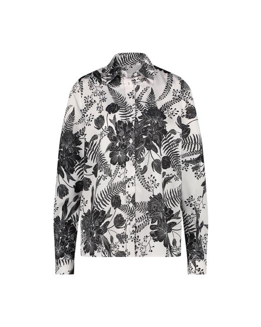 Blusa con stampa floreale effetto seta di Jane Lushka in Gray