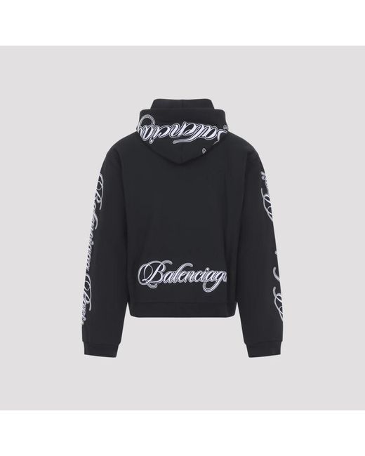Balenciaga Hoodies & Sweatvesten ,Zwart ,Katoen Regular Zip Up Hoodie in het Blue voor heren