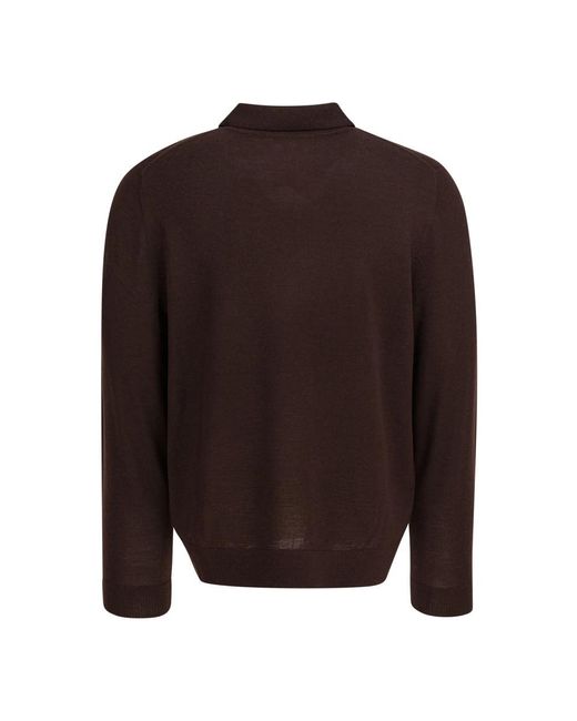 Vince Long Sleeve Merino Polo in het Brown voor heren