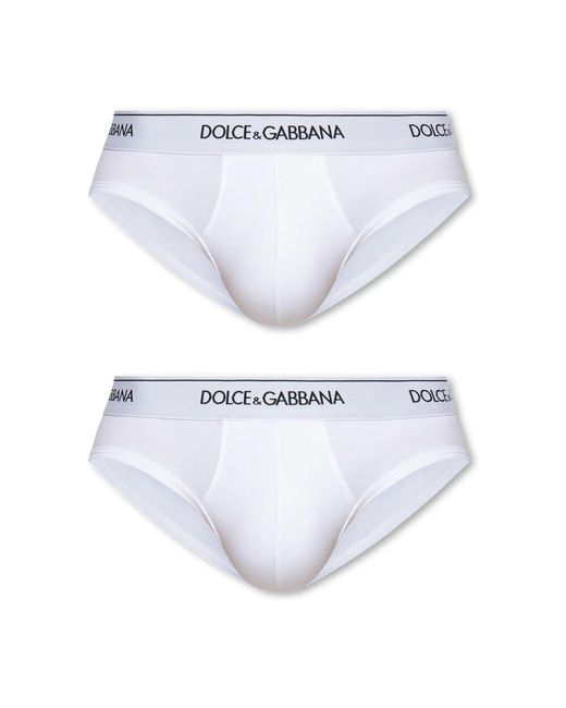 Dolce & Gabbana Logo-Slips 2er-Pack in White für Herren