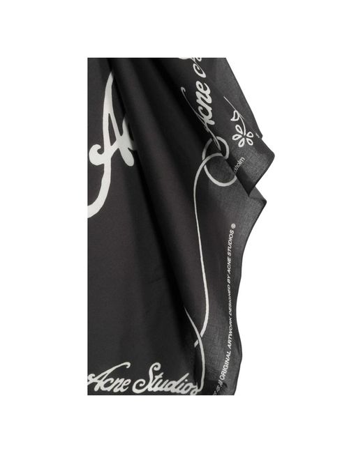 Acne Logo schal schwarz/weiß baumwolle quadratischer rahmen in Black für Herren