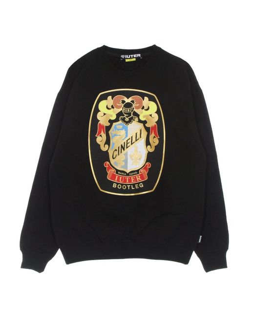 Iuter Hoodies & Sweatvesten ,Zwart ,Katoen Cinelli Crewneck Sweatshirt Lichtgewicht Geborsteld in het Black voor heren