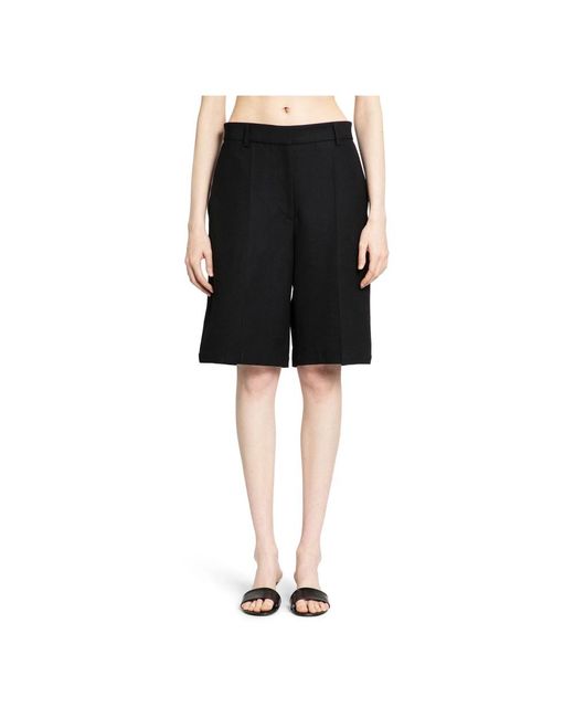 Pantalones Cortos De Lana Negra, Mujer, Talla Totême  de color Black