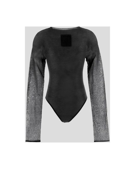 Uma Wang Black Transparenter Body Mit Langen Ärmeln