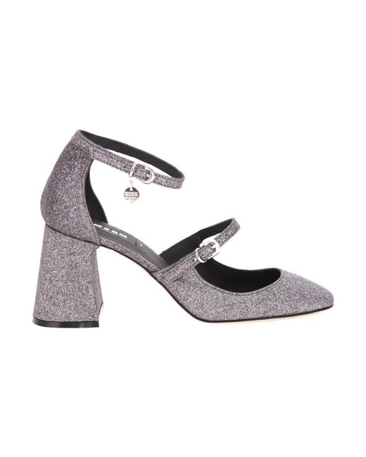MSGM Logo-Bedel 90Mm Glitter Pomp in het Metallic