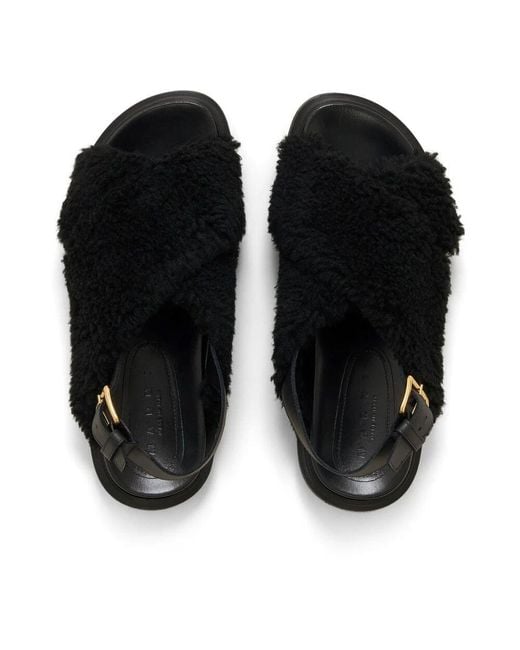 Flat Sandals Marni de color Black