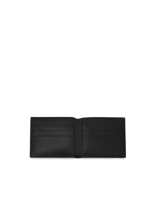 Dolce & Gabbana Black Dolce & Gabbana Leather Flap-Over Wallet for men