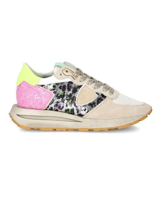 Philippe Model Schoenen ,Veelkleurig ,Suède Sneakers Tropez Haute Running in het Pink