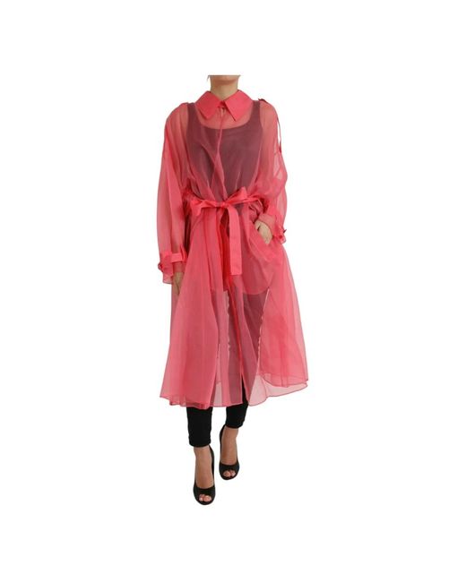 Elegante giacca lunga in seta rosa di Dolce & Gabbana in Red