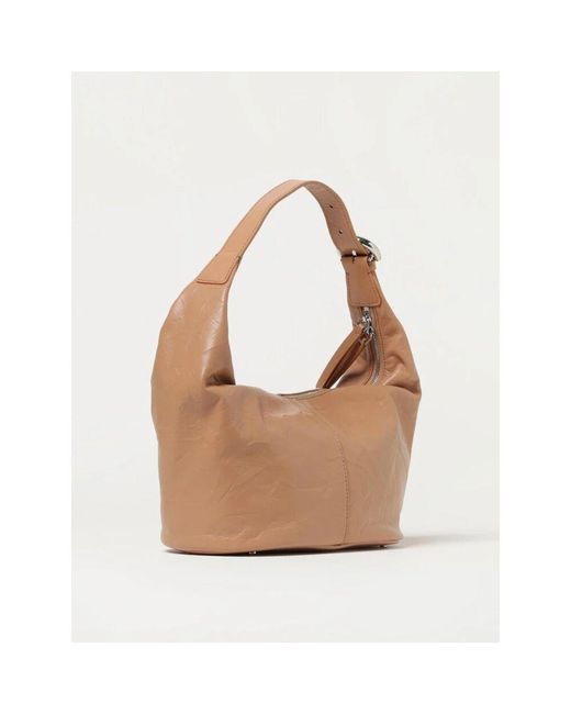 Coccinelle Brown Schwarze Leder-Schultertasche