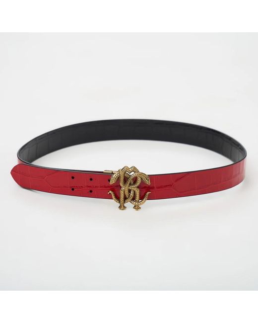 Roberto Cavalli Red Doppelseitiger Logo-Gürtel