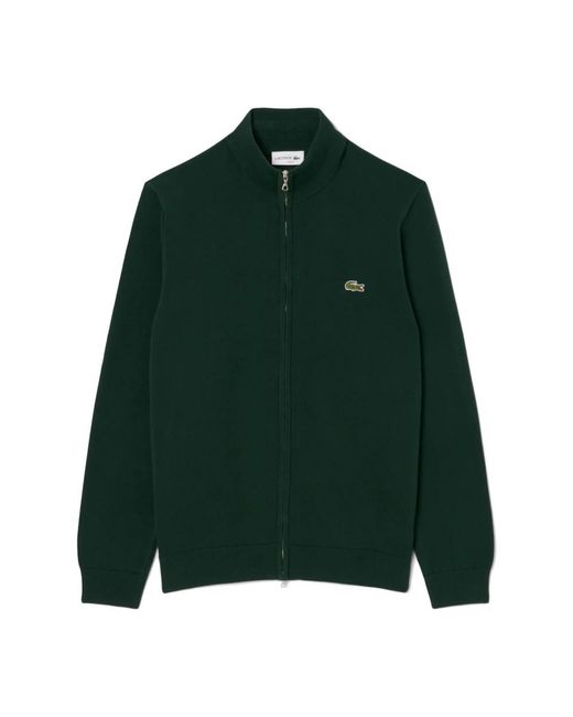 Lacoste Truien & Vesten ,Groen ,Katoen Katoenen Trui Met Col En Rits in het Green voor heren