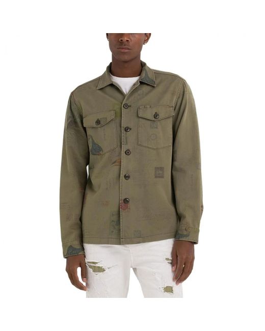Camicia military di Replay in Green da Uomo