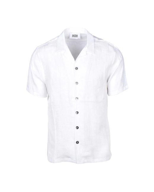 Short Sleeve Shirts Alpha Studio de hombre de color White