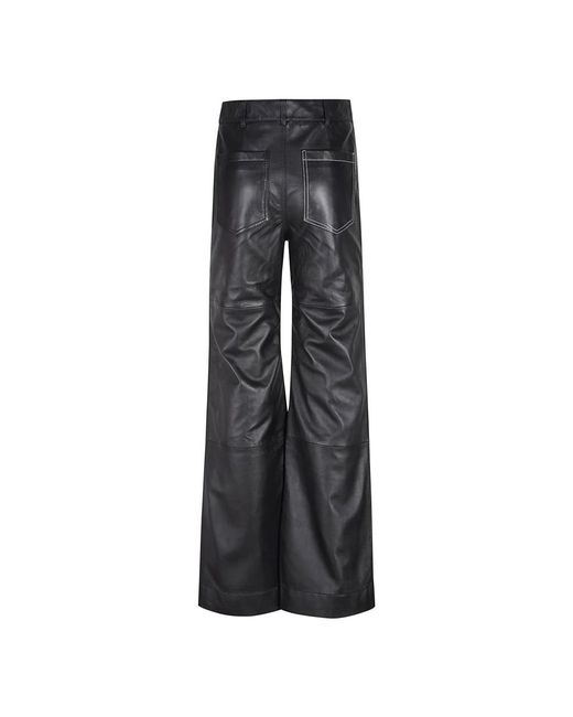 Victoria Beckham Gray Leather Trousers
