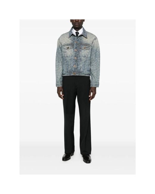 Balmain Blue Denim Jackets for men