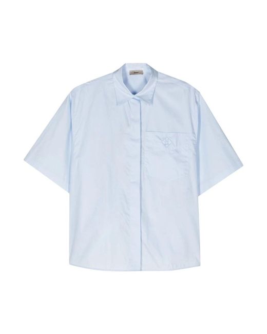 Camicia celeste cotone popeline di Herno in Blue