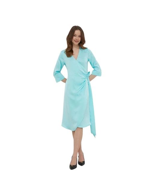 Joop! Tie V-Neck Jurk in het Blue