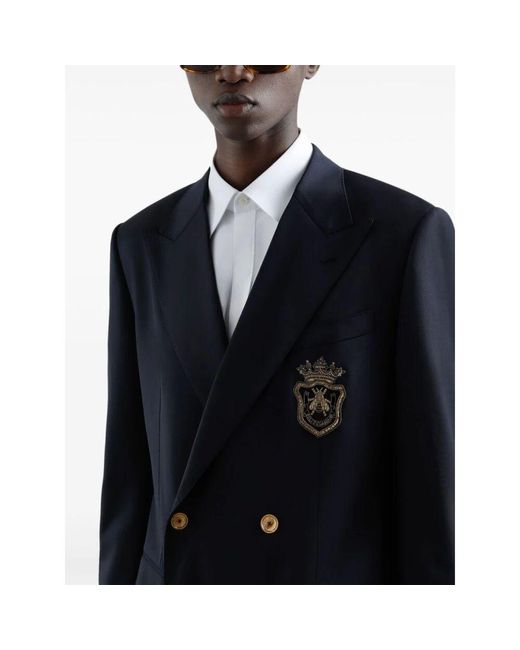 Dolce & Gabbana Blue Double Breasted Wool Jacket for men