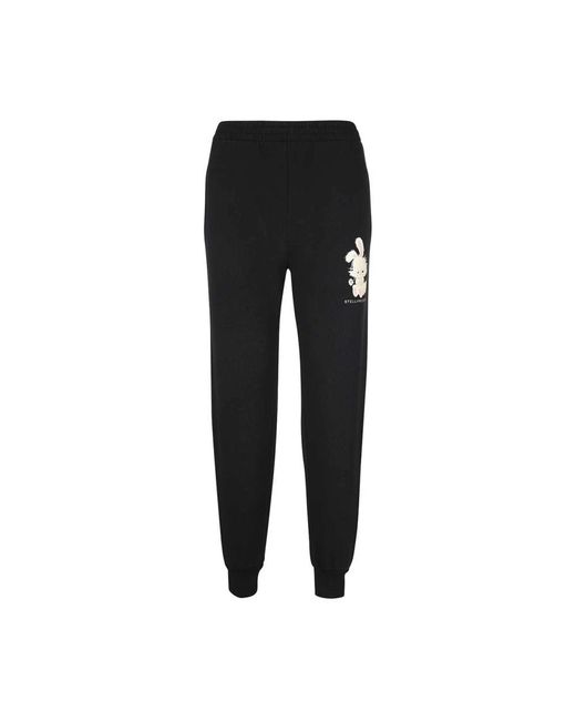 Stella McCartney Broeken ,Zwart ,Katoen Logo Print Katoenen Track-Pants in het Black