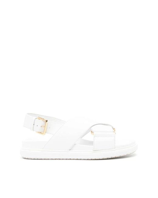 Marni White Flat Sandals