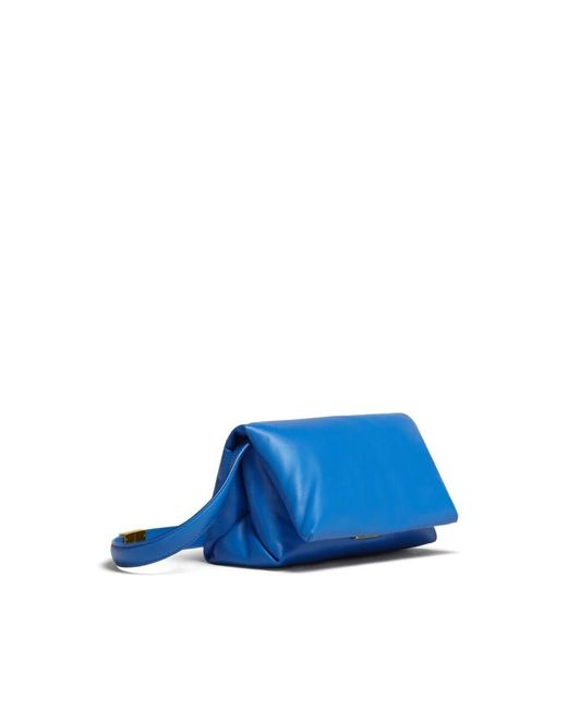 Marni Blue Kobaltblaue leder prisma schultertasche