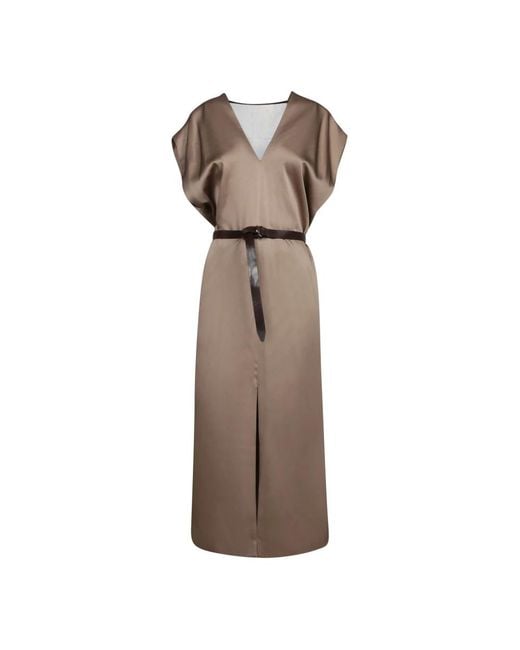 Brunello Cucinelli Brown Beiges Kleid Elegant Bequem Anlässe