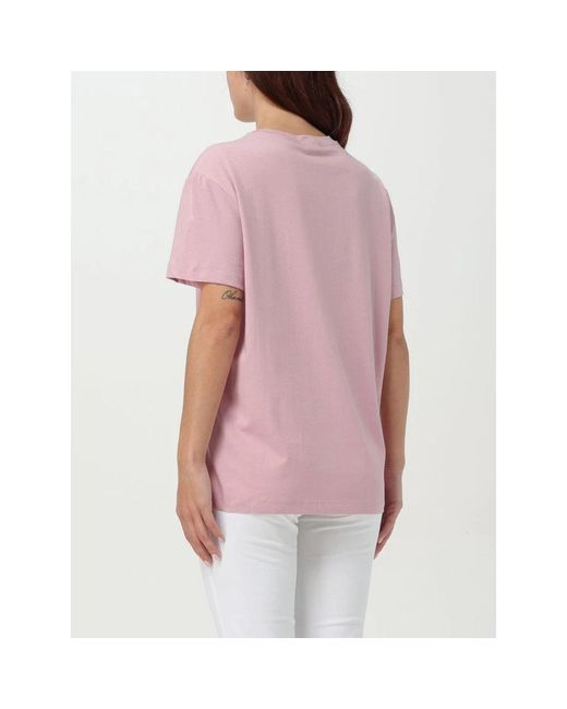 Liu Jo Pink Moderner Grafik-T-Shirt Mit Strass